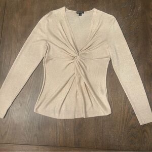 Lafayette 148 New York Shimmering Gold Long Sleeve Top size S